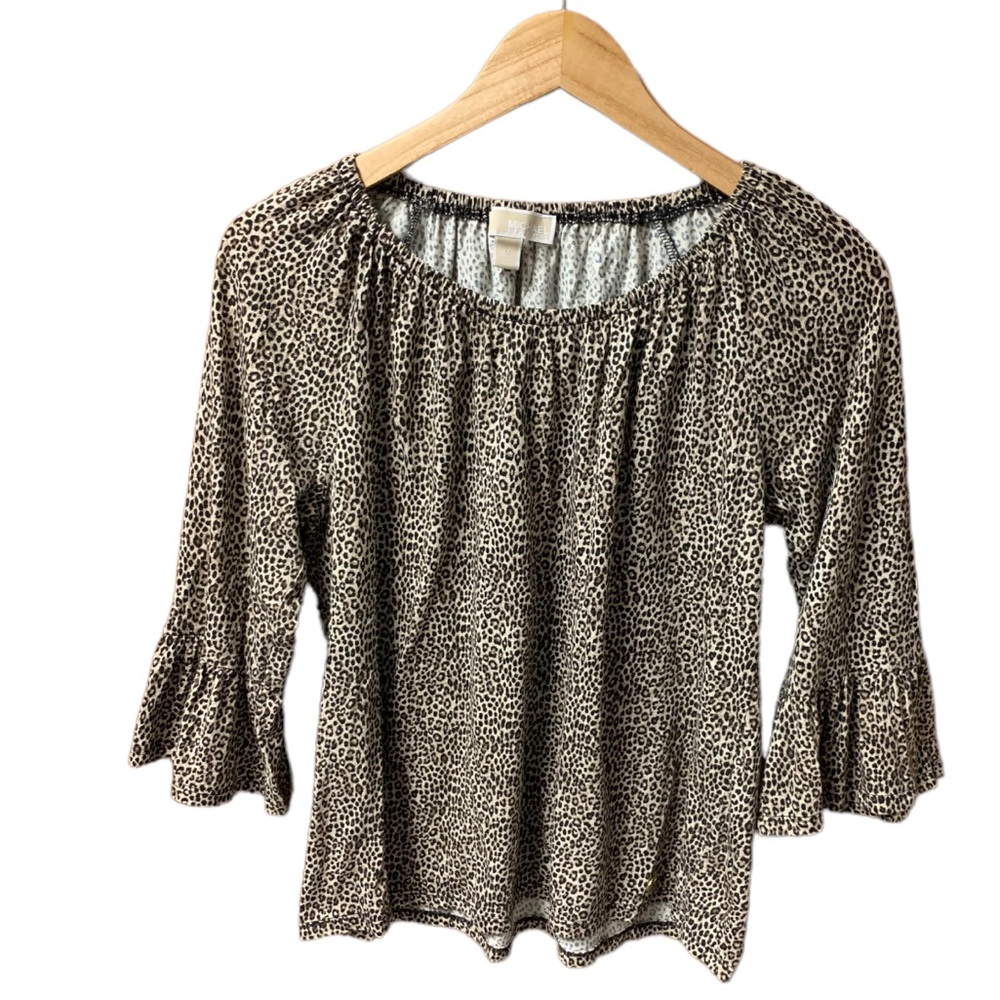 Michael Kors Cheetah Print Flounce Sleeve Top size Medium